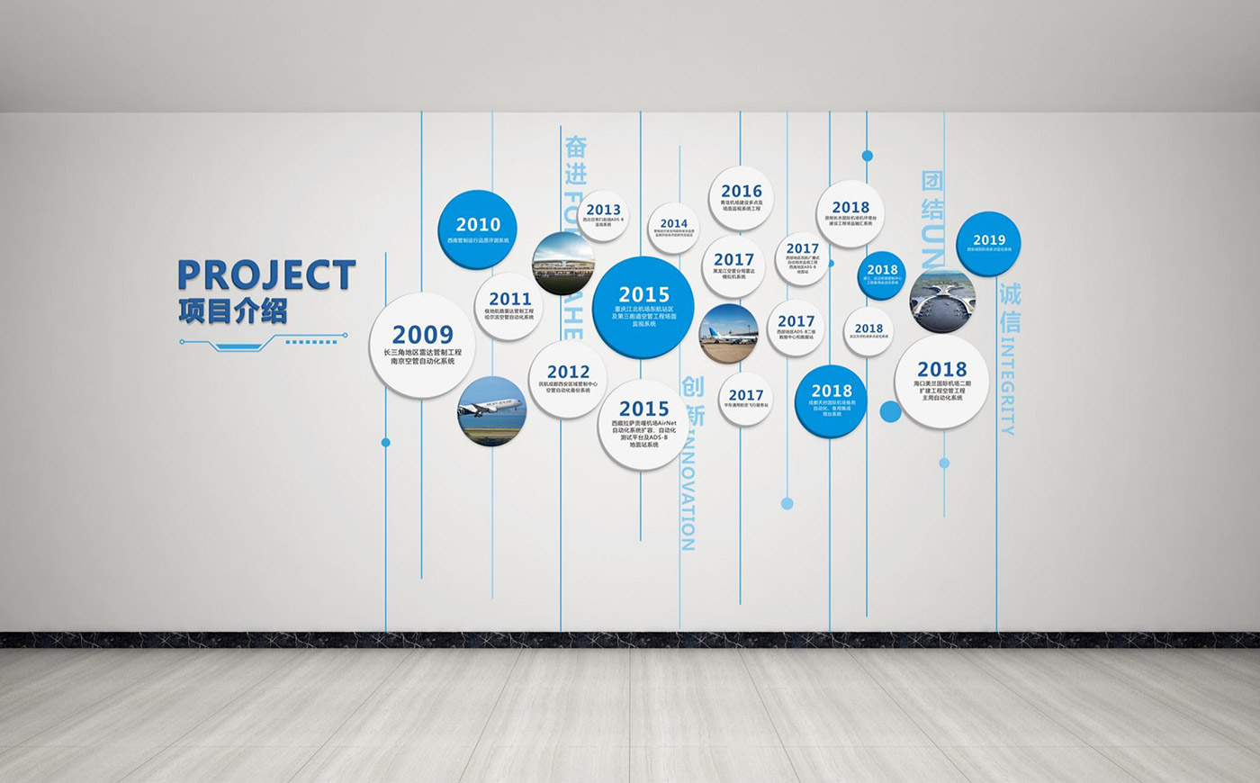 成都民航空管科技發(fā)展公司文化墻設計方案及報價